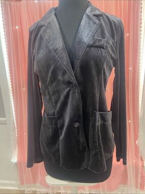 Mint Limit Women's Dark Grey Velvet Single-Breasted Blazer Jacket size S